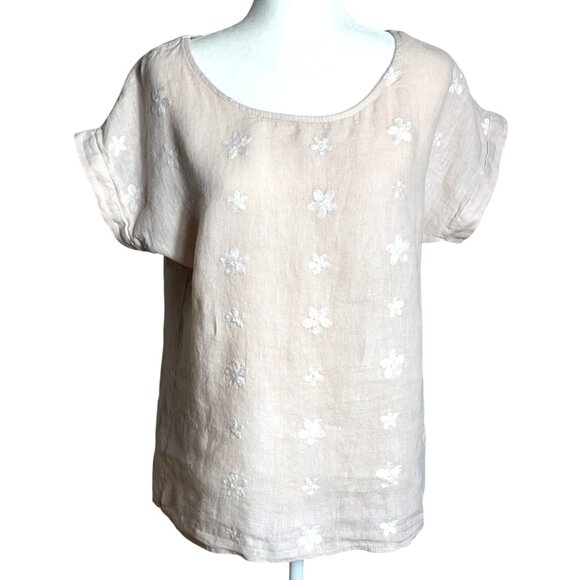 Terzo Millennio Tops - Terzo Millennio Linen Top Blush Tunic Beach Boho Coastal Embroidered Womens S